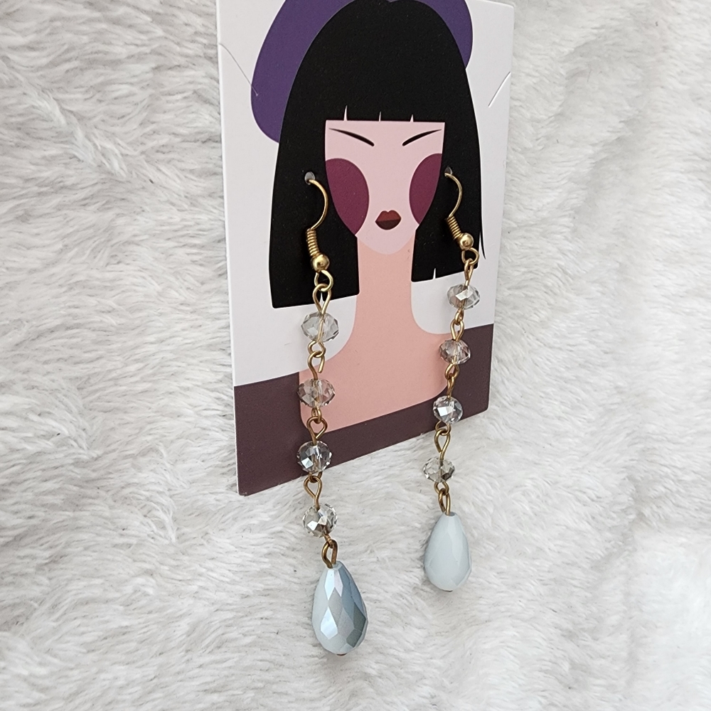 Blue Crystal Earrings - Picture 3 of 6